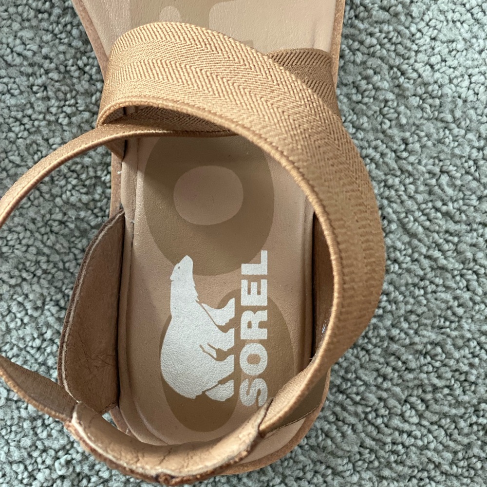 Sorel sandals ELA velvet tan leather - Picture 2 of 4